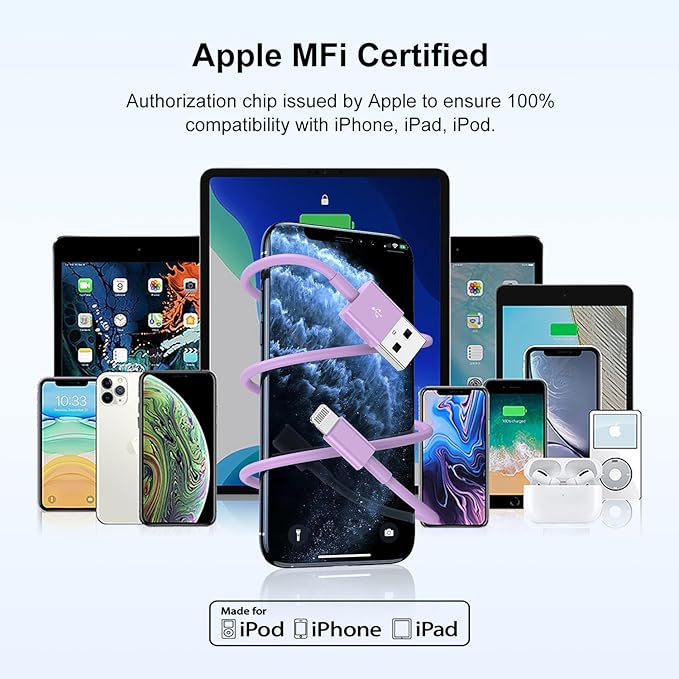 [ Apple MFi Certified ] iPhone Charger 3ft, Lightning to USB Cable 3 Feet, Fast Apple Charging Cable Cord 3 Foot for iPhone 14 Pro Max/13 Pro Max/12 Mini /11 Pro/11/XS/XR/8/7/6s/6/5S/iPad/Air.