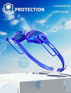 7 in 1 Swim Goggles + Swim Cap for Men Women,No Leak Anti-Fog & UV, Wide Visio HD Mirror PC Lens