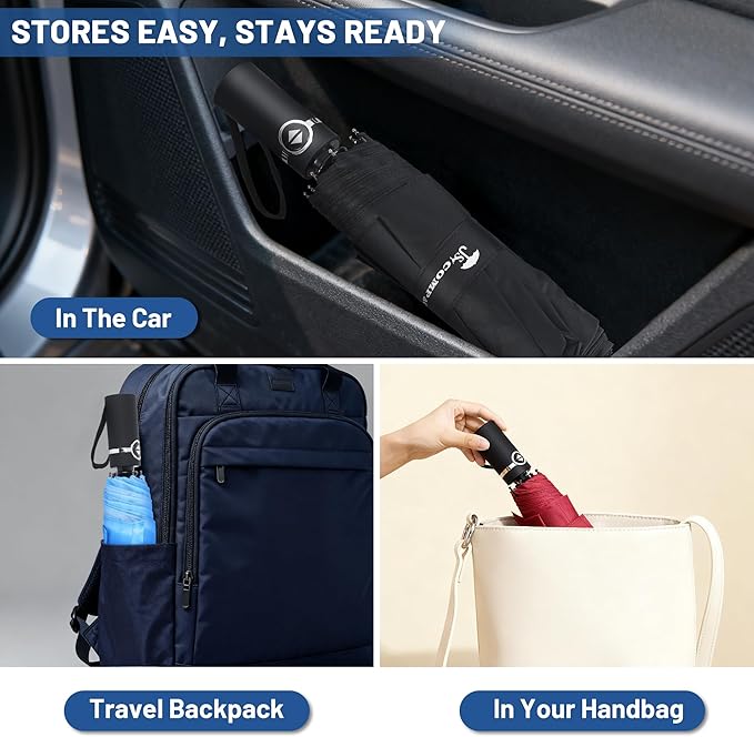 SY COMPACT Umbrella Automatic Travel Waterproof Light Folding Umbrellas Easy Carry for Women and Men
