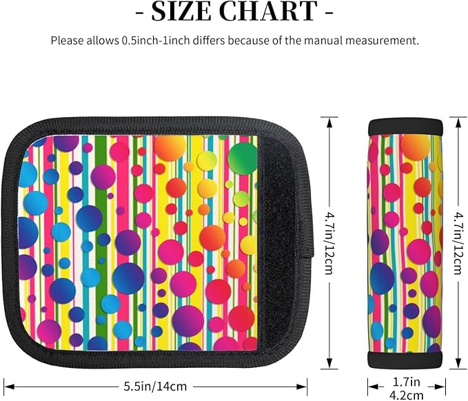 2 Pack Retro Polka Dot Striped Rainbow Luggage Handle Wraps Suitcase Tags Identifiers for Travel Accessories