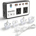 200W Voltage Converter US to Europe, Step Down Travel Power Adapter with 4 USB Ports, 2 AC Outlets for Curling Iron Hair Straightener Laptop, EU UK AU Plug, for Cruise Ship Travel