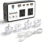 200W Voltage Converter US to Europe, Step Down Travel Power Adapter with 4 USB Ports, 2 AC Outlets for Curling Iron Hair Straightener Laptop, EU UK AU Plug, for Cruise Ship Travel