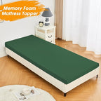 CYMULA Camping Cot Mattress 2in Memory Foam Sleeping Pad,Soft Warm Non-Slip Camping Mattress Topper with Retaining for Adults,Portable Roll up Pad for Travel（only Mattress）