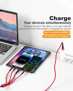 SIQIWO Multi USB C Cable Fast Charging, [4FT/2 Pack] QC 3.0(3A) USB C Splitter Cable, 4 in 1 Charger Cord with 4 Type C Ports, for iPhone 17/16/15 Series, iPad Air/Pro, Samsung Galaxy S26, Pixel, PS5