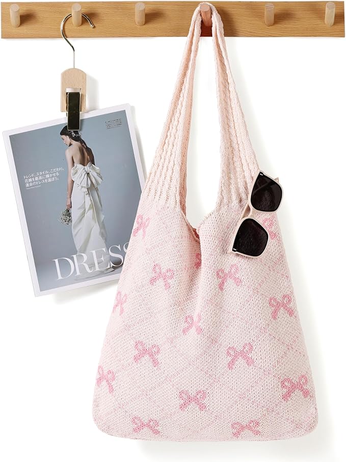 WantGor Crochet Bags, Beach Mesh Tote Bag Womens Shoulder Shopping Handbag Casual Travel Totes Bag Foldable Hobo Bags