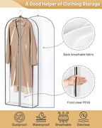 MISSLO 65" Clear Garment Bags for Hanging Clothes 4" Gusseted Dress Bags for Gowns Long Dress Cover for Closet Storage Dress Protector Bag, 3 Packs