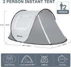 Pop Up Camping Tent, 2/4/6 Person Instant Tent Waterproof PU4500mm, Spacious Ventilated Camping Tent with Front Porch, Quick Setup Lightweight Portable for Outdoor Camping Hiking Beach