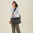 Amazon Basics Laptop Tablet Carrying Case with Shoulder Strap and Grab Handles, 14-inch, Black, Compartments for Storage