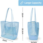 KALIDI Beach Nylon Mesh Tote Bag, Casual Tote Bag Hobo Women Foldable MAX 23L Shoulder Bag For Beach Picnic Vacation