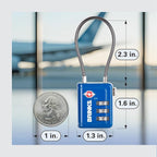 Brinks TSA Accepted Indicator Luggage Lock, Blue - Resettable 3-Dial Combination, 2.5 inch Long Cable Shackle, New More Secure TSA008 Key, 4 Pack