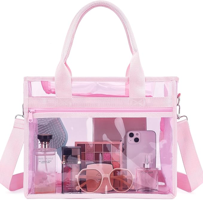 Fammart Iridescent Clear Beach Bag for Women, Jelly Tote Bag Waterproof Sandproof Pool Bag Cruise Vacation Essentials
