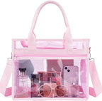 Fammart Iridescent Clear Beach Bag for Women, Jelly Tote Bag Waterproof Sandproof Pool Bag Cruise Vacation Essentials