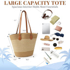 Beach Bags for Women, Summer Straw Beach Bag Straw Purse Shoulder Handbags Large Beach Tote for Summer Vacation