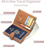 Leather RFID Passport Wallet for Travel – Slim Passport Holder for Women & Men with Card Slots, Zippered Coin Pocket, SIM Slot – Cash Slot Compact Travel Wallet Mother's Day Gift Box (Brown)