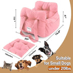 Dog Car Seat for Small Dogs, Portable Puppy Car Seat of Easy Installation, Fashionable Pet Carrier Bag with Large Pockets, Machine Washable Dog Booster Seat (Pink)
