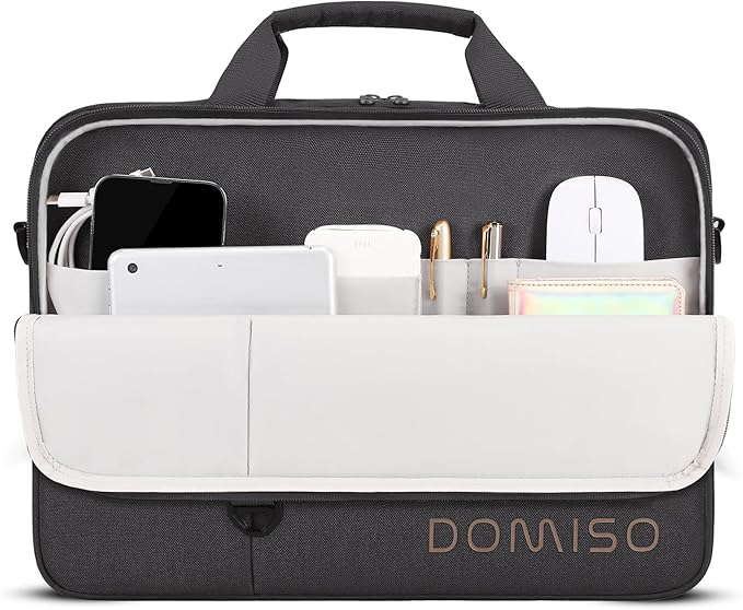 DOMISO 15.6 inch Laptop Bag Business Briefcase Water-resistant Notebook Messenger Shoulder Bag for 15.6" ASUS ZenBook Chromebook 15/Lenovo Ideapad ThinkPad/HP Pavilion 15 Envy 15,Black