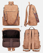 FADEON Leather Laptop Backpack for Women Designer 15.6 inch PU Laptop Bag, Ladies Travel Computer Work Backpack Brown