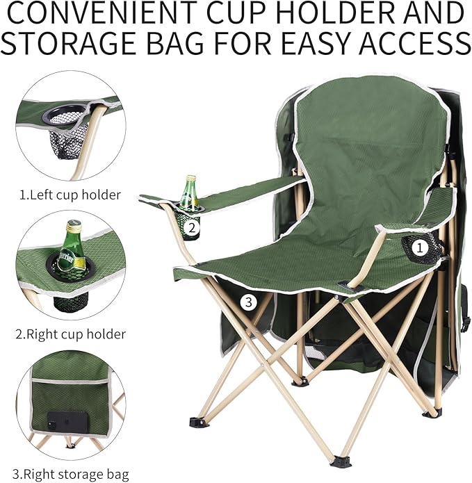 VTOY Portable Camping Chair with Canopy - Folding Chair with Canopy, Durable 600D Oxford Canopy Chair for Camping, Beach, Picnics, Fishing & Sports