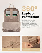 LOVEVOOK 17.3 Inch Laptop Backpack for Women - Work/Business Computer Backpack Purse, Large Capacity Casual Daypack, Travel Bag for Lawyer, Doctor, Teacher, Classic Khaki