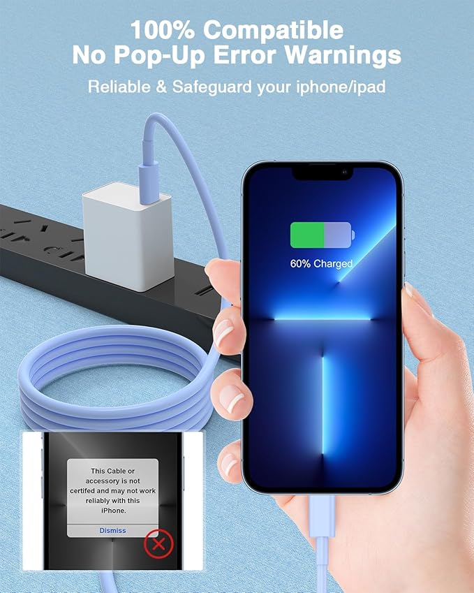 Susnwere USB C to Lightning Cable (2pack 6ft), Apple MFi Certified iPhone Fast Charger 2m, Power Delivery Original Type C Charging Cord for Apple iPhone 13/12/11 Pro/11/XS MAX/XR/8/7/6s Plus,iPad