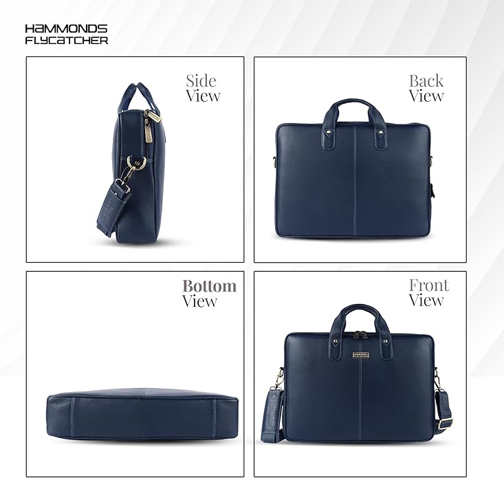 HAMMONDS FLYCATCHER Genuine Leather Laptop Bag for Men, Padded 15.6" Laptop Sleeve, Leather Messenger Bag for Men Briefcases