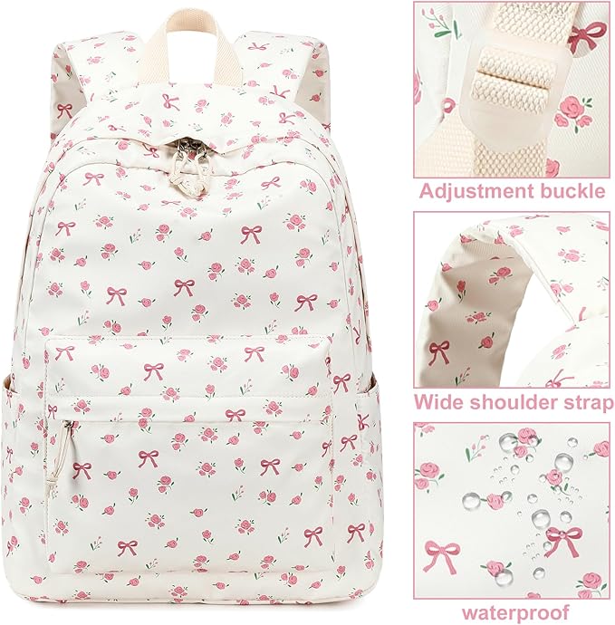 LOIDOU Backpack for Girls School Backpacks Bookbags for Elementary Middle School Women Laptop Backpacks (conquette, L-17)
