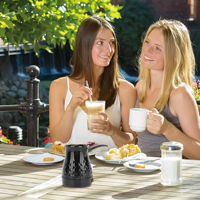 Portable Turkish Coffee Pot - 600ml Electric Coffee Pot ABS and Stainless Steel Americano Kettle/Maker with Removable Anti Scald Handle for Heating Coffee Tea Milk,5-6 Cups