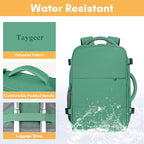 Taygeer Travel Backpack for Women Men, 40L Airline Approved Carry On Backpack with 17.3 inch Laptop Compartment, TSA Friendly Daypack, Backpack for Business Hiking Travel, Peridot Green