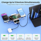 YHO Wireless Portable Charger 40800mAh for iPhone with Built-in Cables, 15W Wireless Charging USB C Power Bank,25W PD Fast Charging Travel Essential Battery Pack for iPhone 17/16/15,Android-White