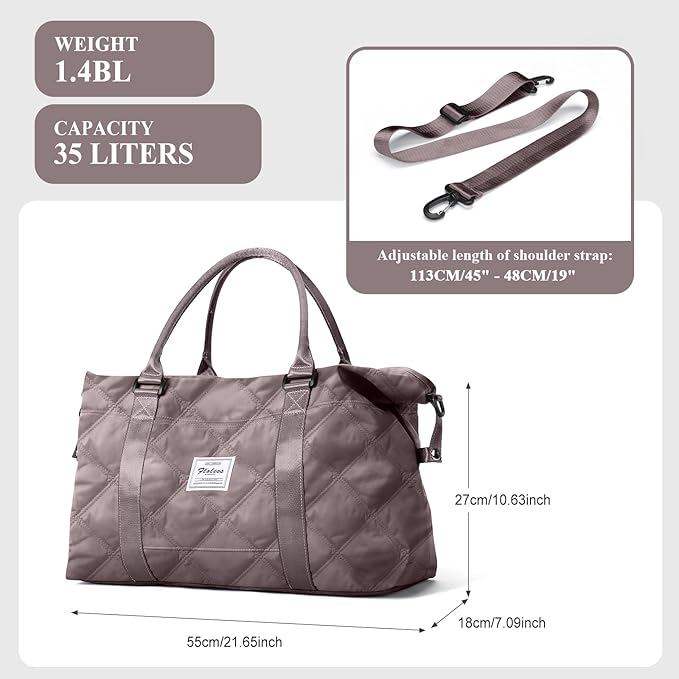 HYC00 Travel Duffel Bag,Carry-on Overnight Weekender Bags for Women,Sports Tote Gym Bag with Wet Pocket