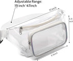 Veckle Clear Fanny Pack Stadium Approved - Adjustable 33-47 Inch Strap, Transparent Belt Bag for Women Men Fits 7.5-inch Smartphone, Waist Bag Clear Bag for Stadium Events, Sport, Concerts, White