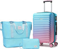 LARVENDER Carry on Luggage 22x14x9 Airline Approved, Expandable 20 Inch Hardside Suitcase with Wheels TSA Lock, PC+ABS Lightweight Carry on Suitcases for Women, Cotton Candy (20/DB/TB)