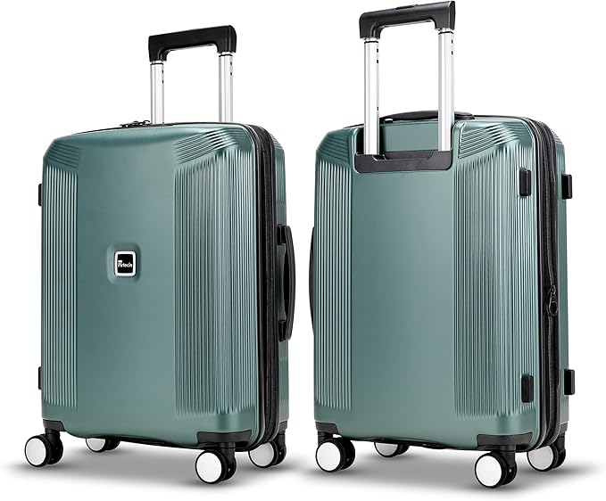 20 Inch Lightweight Expandable Carry On Luggage, PC Hardside Suitcase with Spinner Wheels & TSA Lock, Carry-on 20-Inch, Green
