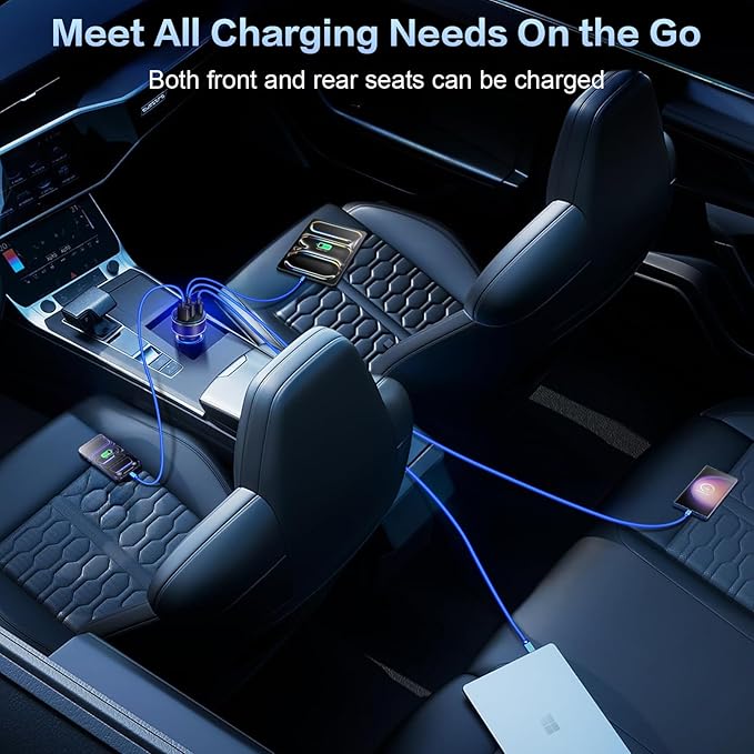 5 Pack USB C Car Charger, Multi Port 90W Super Fast Charging Cigarette Lighter Adapter, 4-in-1 Dual USB-C & USB-A Car Phone Power Adapter for iPhone 17/16/15/Pro Max, iPad, Samsung Galaxy S25