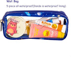 Remobia Hicol TSA Approved 5-Piece Diaper Bag Organizer Pouch Set Clear Waterproof TPU Kids Toiletry Storage Set Travel Packing Clutch Cube Bags for Baby Nursing(Astronaut)