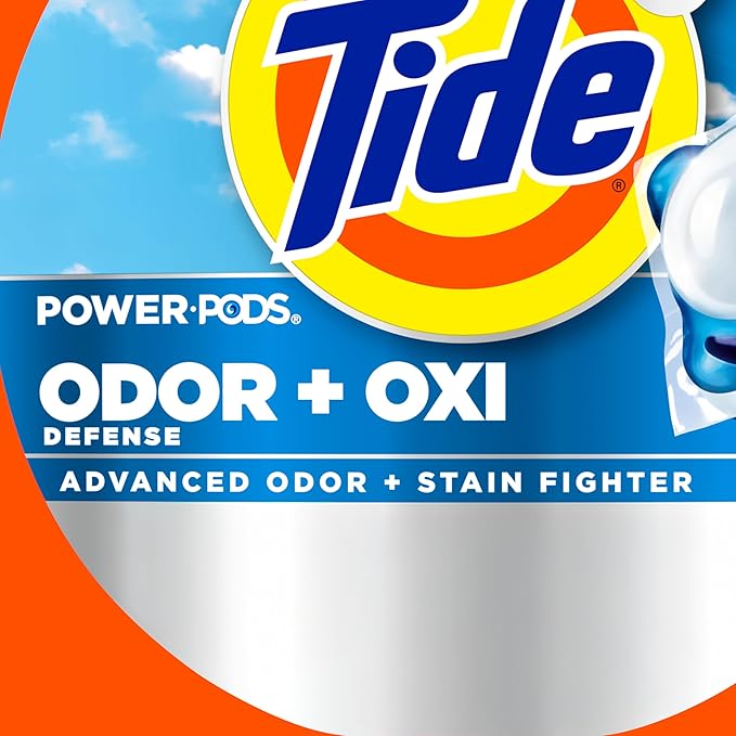 Tide Odor Defense + Oxi Laundry Detergent Pacs, Original Scent, 18 Count, Advanced Odor + Stain Fighter, laudry soap washing detergent pacs