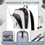 hk Backpack for Men Business Slim Backpack with USB Charger Computer Lightweight Anti-theft Travel (White, 17.3 Inch)