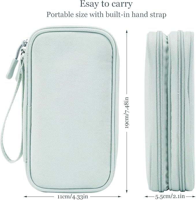 Electronic Organizer Travel Cable Accessories Bag,Electronic Organizer Case,Electronic Accessories Organizer Bag for Power Bank, Charging Cords, Chargers, Mouse, USB Cable, Earphones (Mint Green)