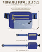 Capolo Fanny Packs for Women Fashion Waist Packs Bag with Adjustable Strap and 4 Zipper Pockets Waterproof Everywhere Crossbody Belt Bag for Workout Running Travelling(Blue)