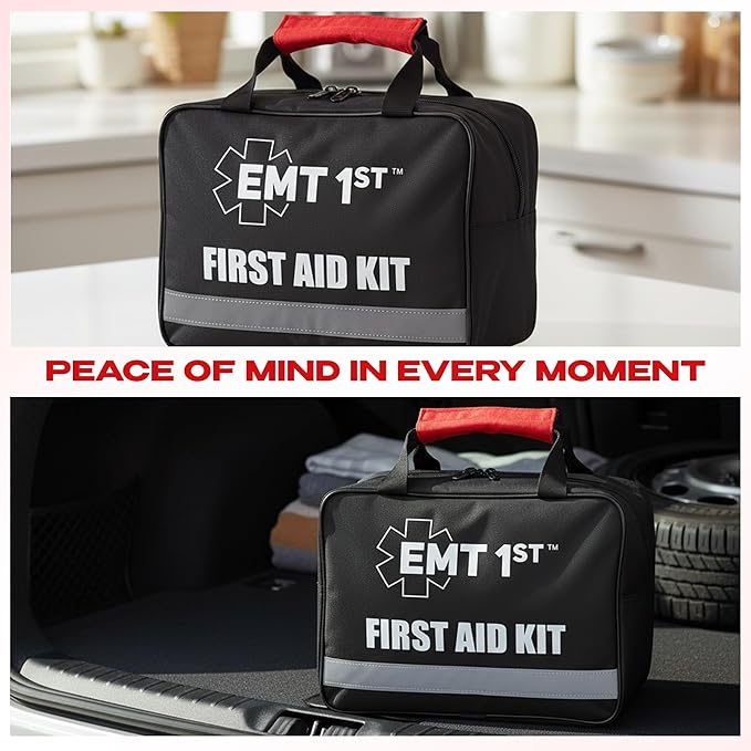 EMT 1st 403 Pcs Emergency Responder First Aid Kit with 38 Unique Items & Cotton Swabs Large First aid kit for car, Travel & Home - Emergency Bag for Hiking, Camping, Backpacking and Outdoor