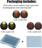Silicone Replacement Earbud Covers Fit Most in-Ear Earbuds(Inner Hole 3.8mm -5.1mm) Headphone Ear Tips 9 Pairs S M L