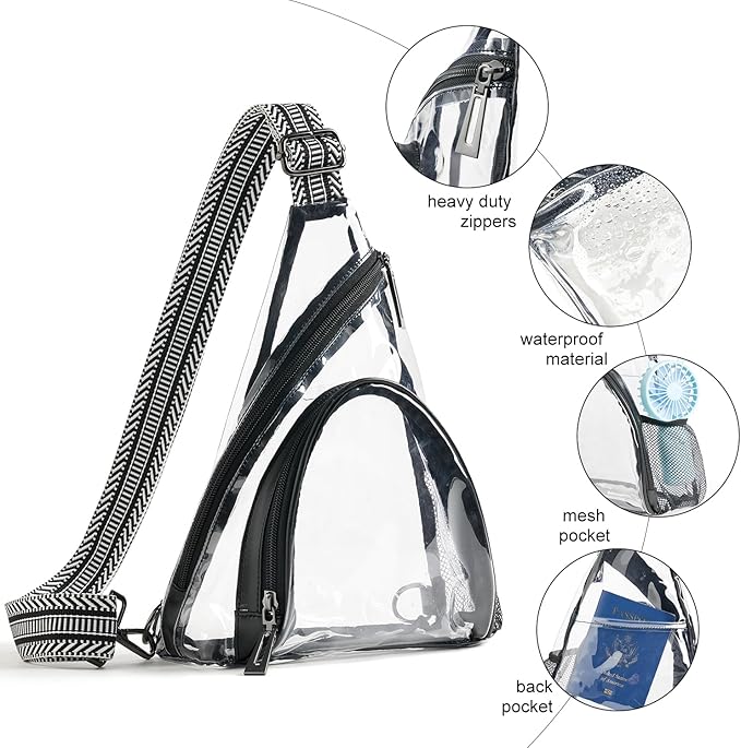 LATMAP 7L Sling Bag For Women Men Backpack Fanny Pack Crossbody Chest Travel Shoulder Belt Bags Purse Handbag PU Leather