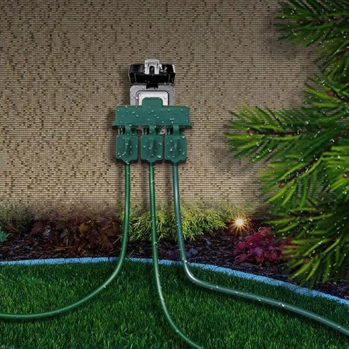 OSKOS 3-Prong Weatherproof 3-Outlet Extender Adapter, Heavy Duty Triple Grounding Outlet with Dust-Proof Cover. Indoor/Outdoor Use, ETL Listed, 4 Pack.