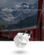 BESTEK European Travel Plug, Grounded Universal Power Plug for USA to Type C Countries, Italy, Switzerland, Iceland, France, Germany, Spain and Most of Europe EU, Asia, 3 Pack