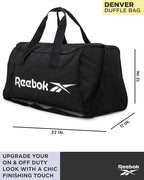 Reebok Duffle Bag - Lightweight Unisex Carry On Gym Bag - Travel and Sports Duffel Bags for Men and Women, Denver - Black