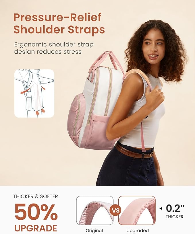 LOVEVOOK Backpack for Women,Laptop Backpack Women,Fits 17 Inch Laptop Bag,School Backpacks,Fashion Travel Work Anti-theft Bag,Waterproof Business Computer College Backpack Purse,Beige-Khaki-Black