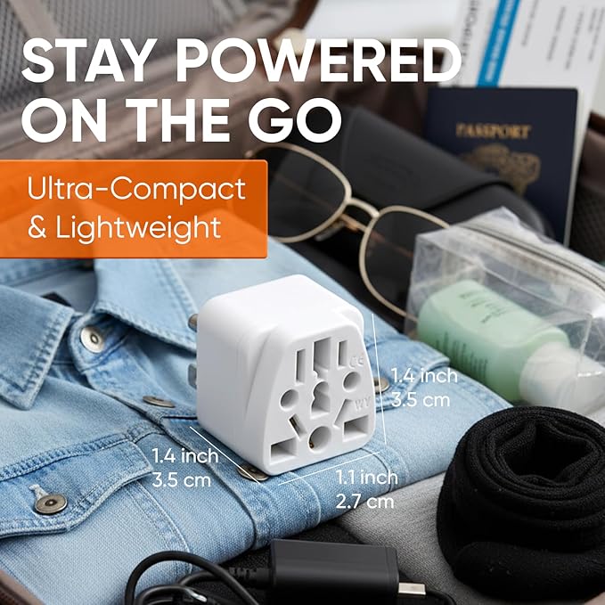 US Travel Plug Adapter, Unidapt EU/UK/AU/CN/JP/Asia/Italy/Brazil to USA Type B, Grounded USA Wall Plug, Europe to US Travel Adaptor Pin Converter, Power Outlet Wall Charger 1-Pack