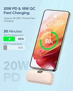 Kuulaa Portable Charger USB C Power Bank Small Portable Phone Charger Android Compact Plug in Battery Pack Portable Compatible with iPhone 17/16/15, Samsung Galaxy, Moto, LG, Pixel, Pink