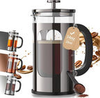 Veken French Press Coffee Maker 34oz, No Plastic Touching Cafe,Thickened Glass Stainless Steel Brewer, Cold Brew Cafetera Tea pot for Kitchen Travel Camping, Gifts, Decor, Bar Accessories, Dark Pewter