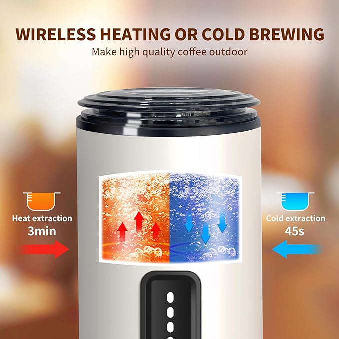 Portable Espresso Maker, 20Bar Rechargeable Wireless Stainless Steel, 3-in-1 for Nespresso & Ground Coffee, Self-Heating Travel Coffee Machine for Camping Office (White)
